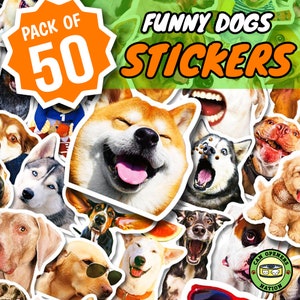 50 PCS Lustige MEME DOGS Aufkleber, Welpe niedliche Vinyl wasserdichte Abziehbilder, Hundedekoration für Wasserflasche, Laptop, Skateboard, Notebook, Telefon