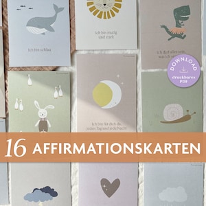 16 Affirmationskarten für Kinder zum Ausdrucken | Liebevolle Mutmachkarten als PDF-Download | illustrierte Ermutigungskarten | Montessori