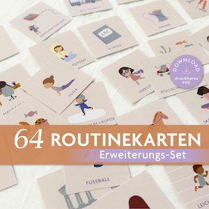 64 tarjetas de rutinas para niños | Tarjetas de actividades como extensión | Rutina diaria | descarga digital para orientación en la vida cotidiana | montessori