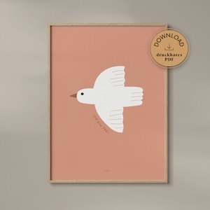 Póster afirmación "pájaro" para niños | Descarga digital Ilustración A1 A2 A3 A4 50x70 60x80 | Creencias positivas para la habitación de los niños