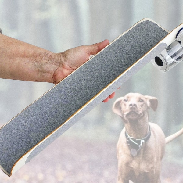 Knobby Dog Scratch Board Chute, curved dog nail file board, scratch board, dog nail trimmer, dog game, cooperative care