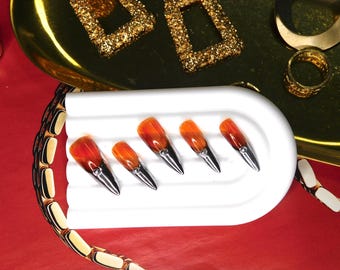 Brown and Silver Nail Set