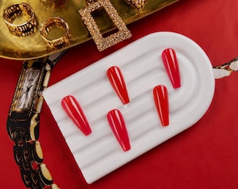 Red Obsession | Handmade Press-On Nails | Classic Red Nail Set | Reusable Gel Nail Set | Made to Order