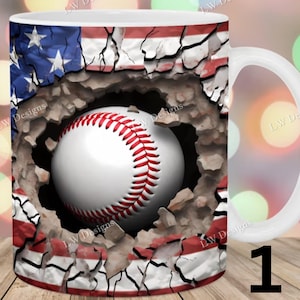 3D Effect Baseball Mugs