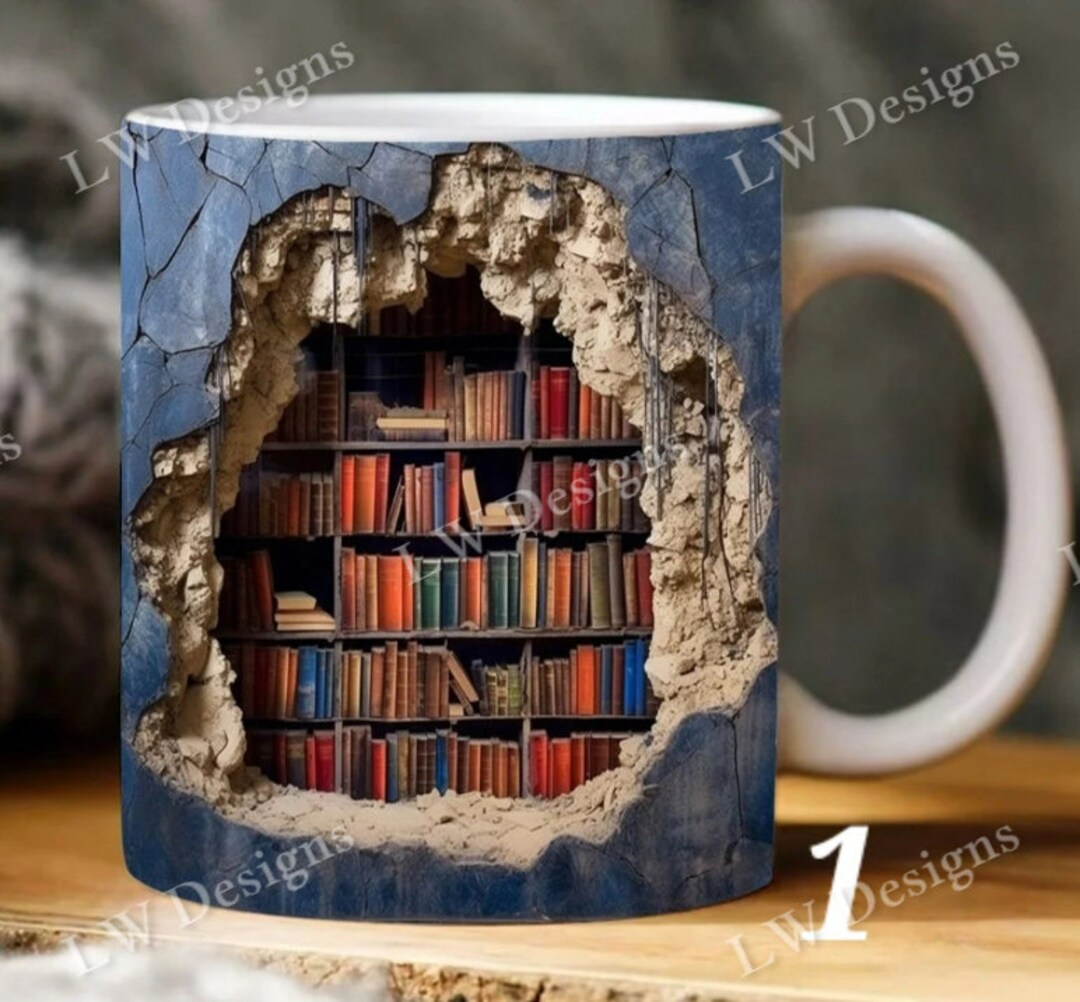 3D Effect Books Mugs