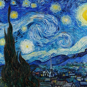 Vincent Van Gogh - La noche estrellada | Póster de arte imprimible - Impresión digital | decoración del hogar | Descarga instantánea - Descarga instantánea