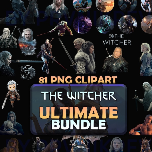 The Witcher ULTIMATE Png Bundle | Printable 81 PNG Pack | The Witcher 3 Clipart | Instant Download | Transparent Backgrounds | The Witcher