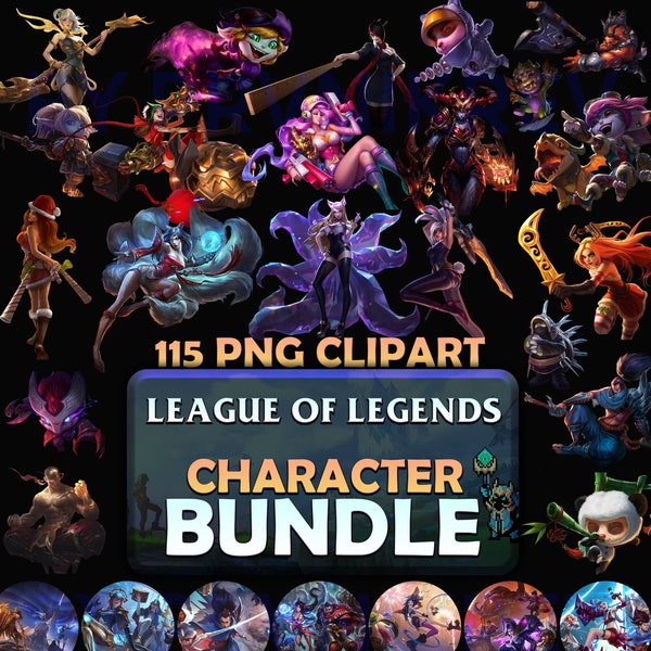 League of Legends Character PNG BUNDLE | Printable 106 Png Pack | League of Legends Clipart | Instant Download | Transparent Backgrounds