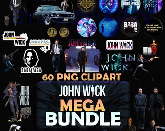 John Wick PNG BUNDLE | Printable 60 PNG Pack | John Wick 4 Clipart | Instant Download | Transparent Backgrounds | Bundle