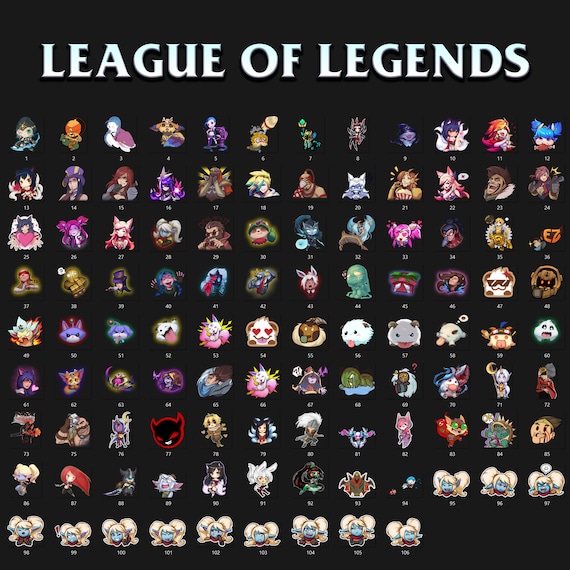 League of Legends EMOTE PNG BUNDLE | Printable 106 Png Pack