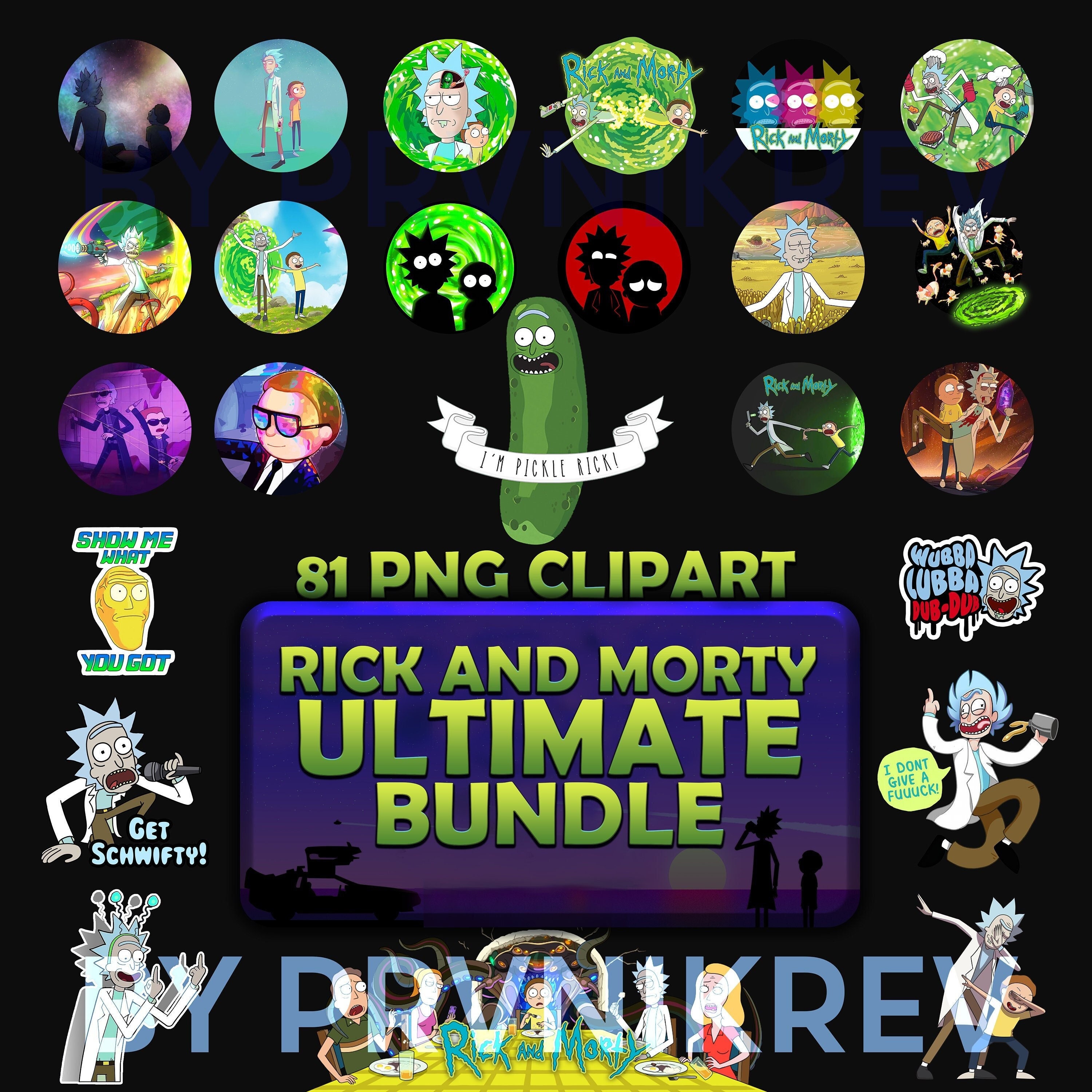 Rick&amp;morty PNG BUNDLE | Printable 81 PNG Pack | Rick and Morty Clipart ...