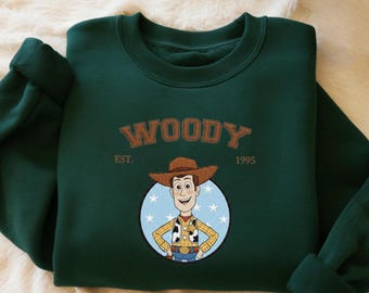 Sudadera bordada de Woody Toy Story, sudadera de cuello redondo de vaquero de Disney, trajes de vaquero del oeste