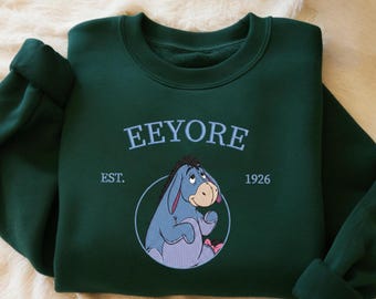 Disney Eeyore Embroidered Sweatshirt, Disneyland Cartoon Shirt, Disneyworld Outfit