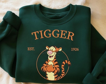 Embroidered Tigger Est 1926 Sweatshirt, Disneyland Cartoon Shirt