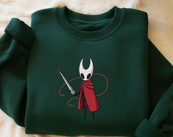Hollow Knight Silksong Embroidered Sweatshirt, Hornet Silksong Shirt, Dark Fantasy Bug Knight