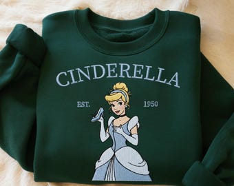 Embroidered Cinderella Sweatshirt, Fairytale Lover Sweater, Disney Girl Outfit