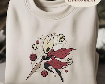 Hollow Knight Silksong Embroidered Sweatshirt, Hornet Silksong Shirt, Dark Fantasy Bug Knight