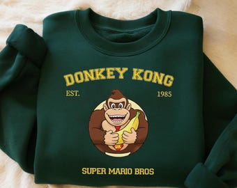 Embroidered Donkey Kong Sweatshirt, Super Mario Gift, Universe Family Shirt