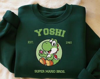Embroidered Yoshi Sweatshirt, Nintendo Mario Bros Gift, Universe Family Shirt