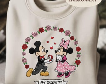 Sudadera bordada de Mickey y Minnie para San Valentín de Disneyland, atuendo de pareja para San Valentín de Disney