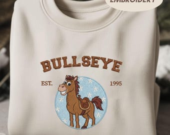 Bullseye Embroidered Sweatshirt, Toy Story Character Crewneck, Disneyland Trip Shirt