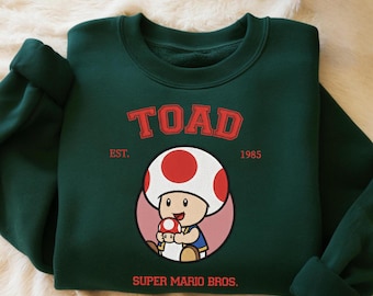 Embroidered Toad Mushroom Est 1985 Sweatshirt, Super Mario Gift, Universe Family Shirt