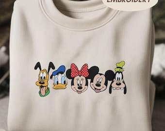 Suéter bordado de Mickey y sus amigos, cuello redondo de Disneyland, camiseta a juego de Disney