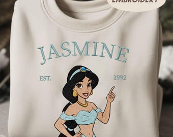 Embroidered Jasmine Est 1992 Sweatshirt, Aladdin Princess Outfit, Disneyland Girl Trip