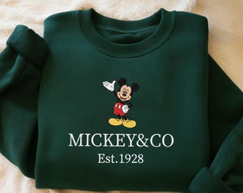 Sudadera bordada Mickey & Co 1928, camiseta de Mickey y sus amigos, camiseta de viaje a Disney