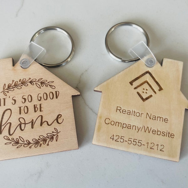 Engraved House Keychain, Realtor Closing Gift, New Homeowner Keychain, Real Estate Agent Gift, Customized Realtor Keychain - 1 or 2 sided!!