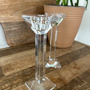 Crystal Candlestick Holders, Simon Designs Crystal Candle Holders, Set of Two Crystal Candle Holders, Crystal Glass Candlestick Holders