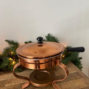 Vintage Hammered Copper Butter Warmer, Vintage Copper Saucepan, Vintage Hammered Copper Pan