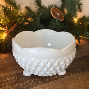 Vintage Milk Glass Bowl, Vintage Milk Glass Candy Dish, Milk Glass Trinket Dish