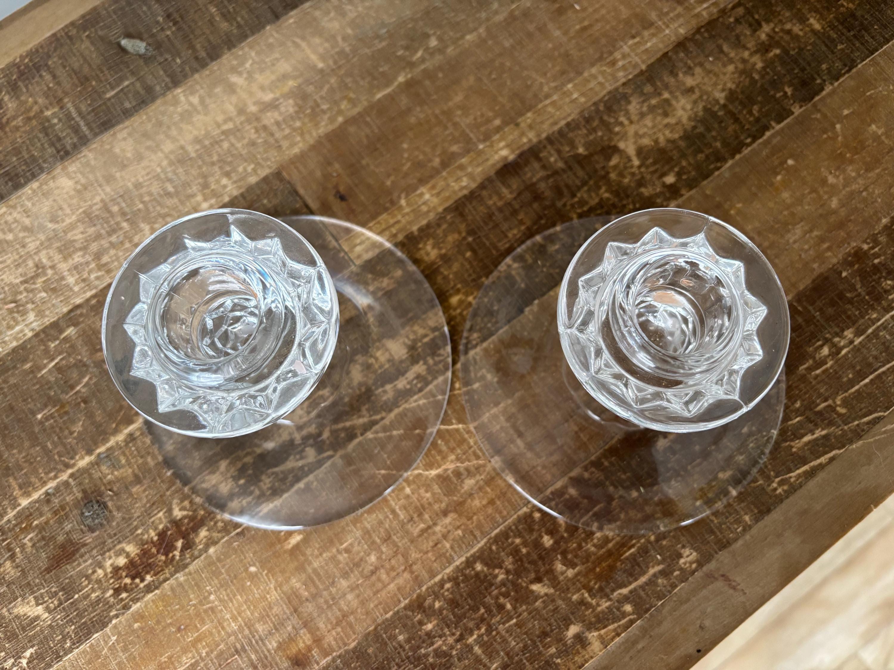 Vintage Crystal Glass Candlestick Holders - Set of Two - Etsy