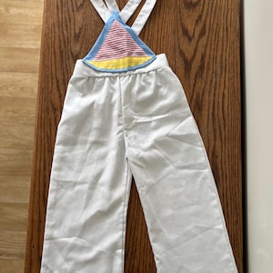 Vintage Children’s Overalls, Vintage White Sailboat Overalls Size 4 Outfit, Vintage Children’s Clothing