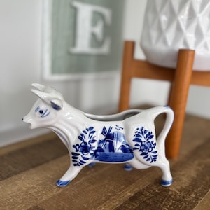 Vintage Delft Blue Cow Creamer, Vintage Hand Painted Delft Blauw Creamer, Vintage Delfts Blue