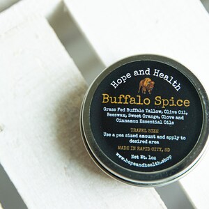 Buffalo Tallow Balm Ultra Hydrating Handcrafted Lotion Beeswax Salve for Sensitive and Dry Skin Buffalo Spice Travel Size Lotion
