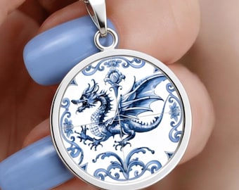 Drachen Anhänger Halskette, Fantasy Halskette, Sci-Fi Geek Geschenk, magische Schmuck Geschenk inspiriert, Geschickte Halskette, Vintage / Chines Stil