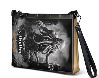 Gothic Tasche, Lovecraft Geschenk, Buchliebhaber Geschenk, Crossbody tasche, Horror Geschenk, kleine Tasche, Black & White Tasche, Schultertasche Frauen, Cthulhu, Emo