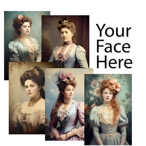 Personalized portrait, Custom made poster, Woman AI photo, Victorian portrait for women, Vintage style, Historical photos printable wall art