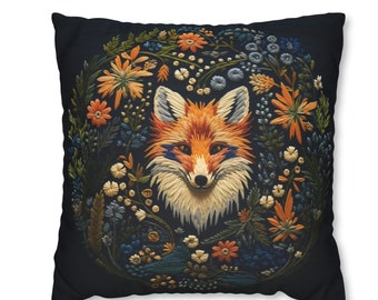 Throw pillow cover, Fox pillow, Square pillowcase, Designer pillow, Boho pillow case, Decorative pillow, Fox lover gift, Cushion cover