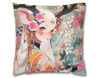 Throw pillow cover, Manga pillow, Colorful cushion cover, Anime home décor, Decorative Pillow, Square pillowcase, Boho pillow, Unique accent