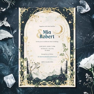 Hochzeitseinladungsvorlage, Fantasy-Hochzeitskarte, Hochzeitseinladung angepasst, Elfenhochzeit, Geek, Digitale Vorlage * Canva Editierbar