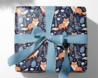 Christmas gift wrapping, Fox wrap paper, Gift wrapping paper, Christmas wrapping paper, Gift wrap paper roll, Winer gift paper, Cute paper
