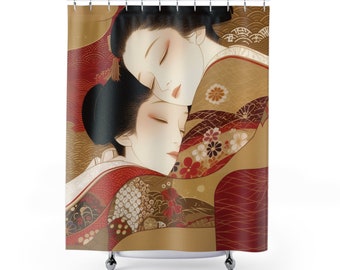 Shower curtain, Japanese bathroom, Earth tones bathroom, Bathroom Decor, Unique shower curtain, LGTB, Women, Love bathroom, Japanese Decor