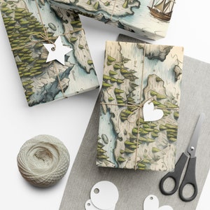 Papel de regalo único, Papel de regalo, Papel de regalo de Navidad, Rollo de papel de regalo, Regalo para amantes de los libros, Papel de regalo de mapas, Regalo para frikis, Fantasía imagen 3