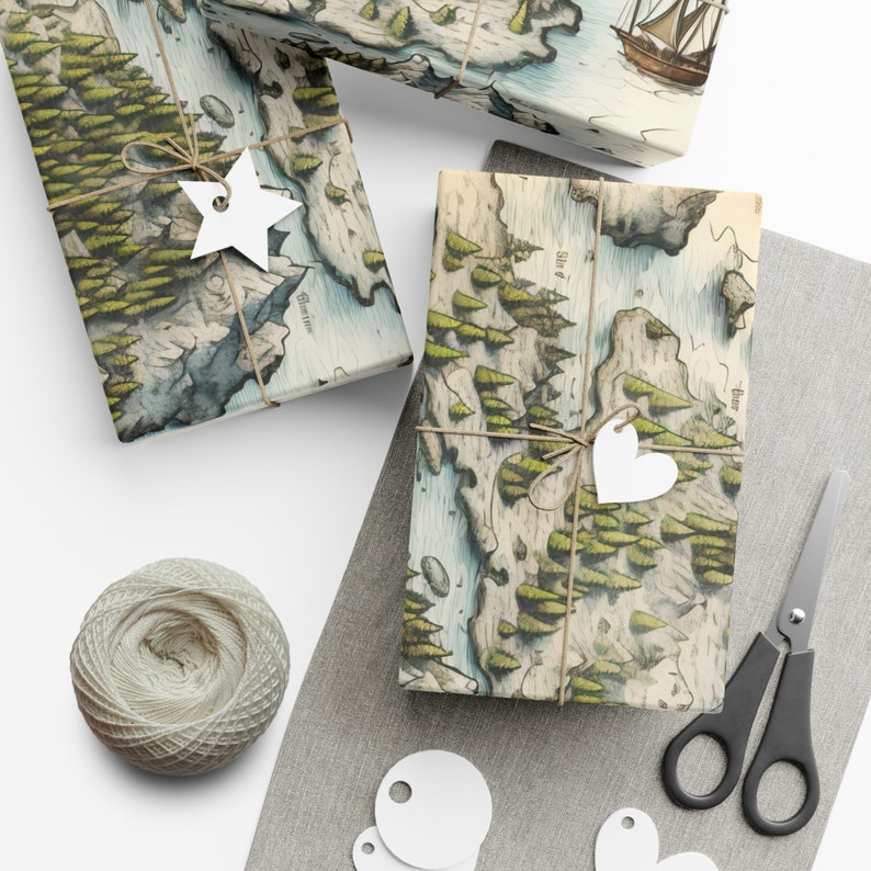 Papel de regalo único, Papel de regalo, Papel de regalo de Navidad, Rollo de papel de regalo, Regalo para amantes de los libros, Papel de regalo de mapas, Regalo para frikis, Fantasía imagen 3
