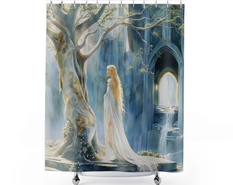 Shower curtain, Fantasy home decor, LOTR deore, Bathroom Decor, Elf shower curtain, Tolkien shower curtain, Geek, House warming gift