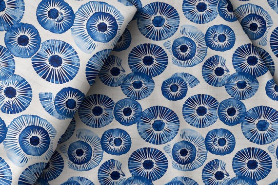 Shibori Fabric, Japanese style, Blue and Cream Pure Cotton for Sewing Crafts, Textile Pattern Design, Apparel, Tablecloth, Clothes, Bedding