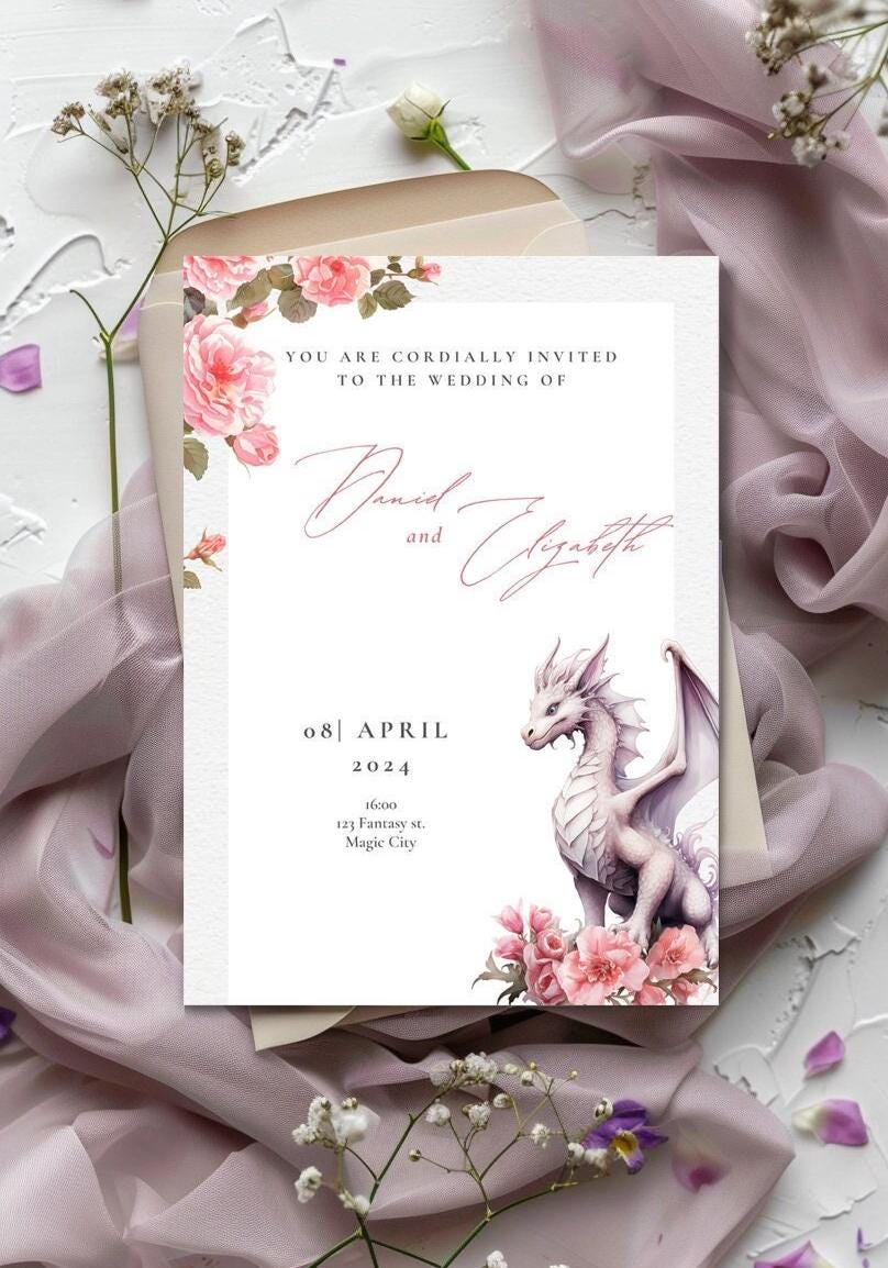 Fantasy Invite Design Fantasy Wedding, Wedding Invitation Template, Customized Wedding ...